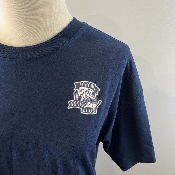NWOT ABOUND Navy Blue Crew Neck Open Book Club Tee (S) - Picture 3 of 8